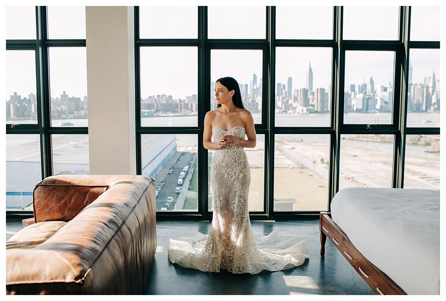 modern bridal portrait at wythe hotel