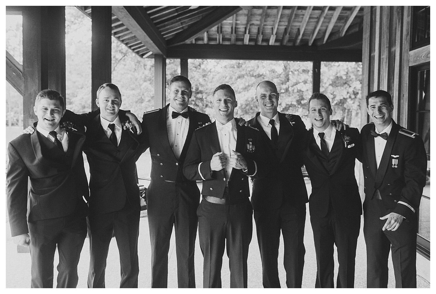 groom and groomsmen in air force uniform