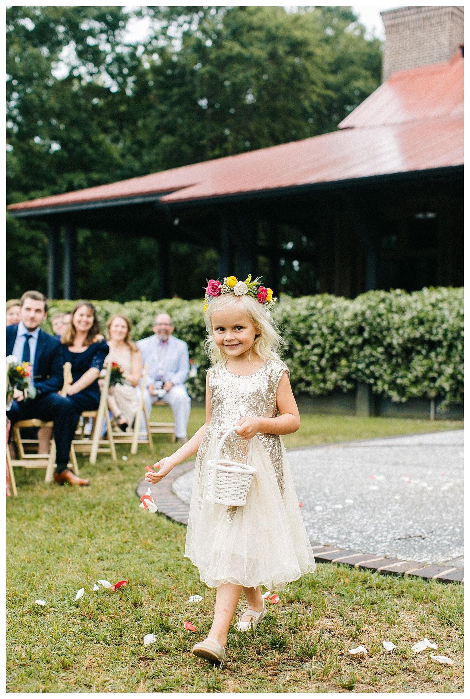 flower girl in sequin dress