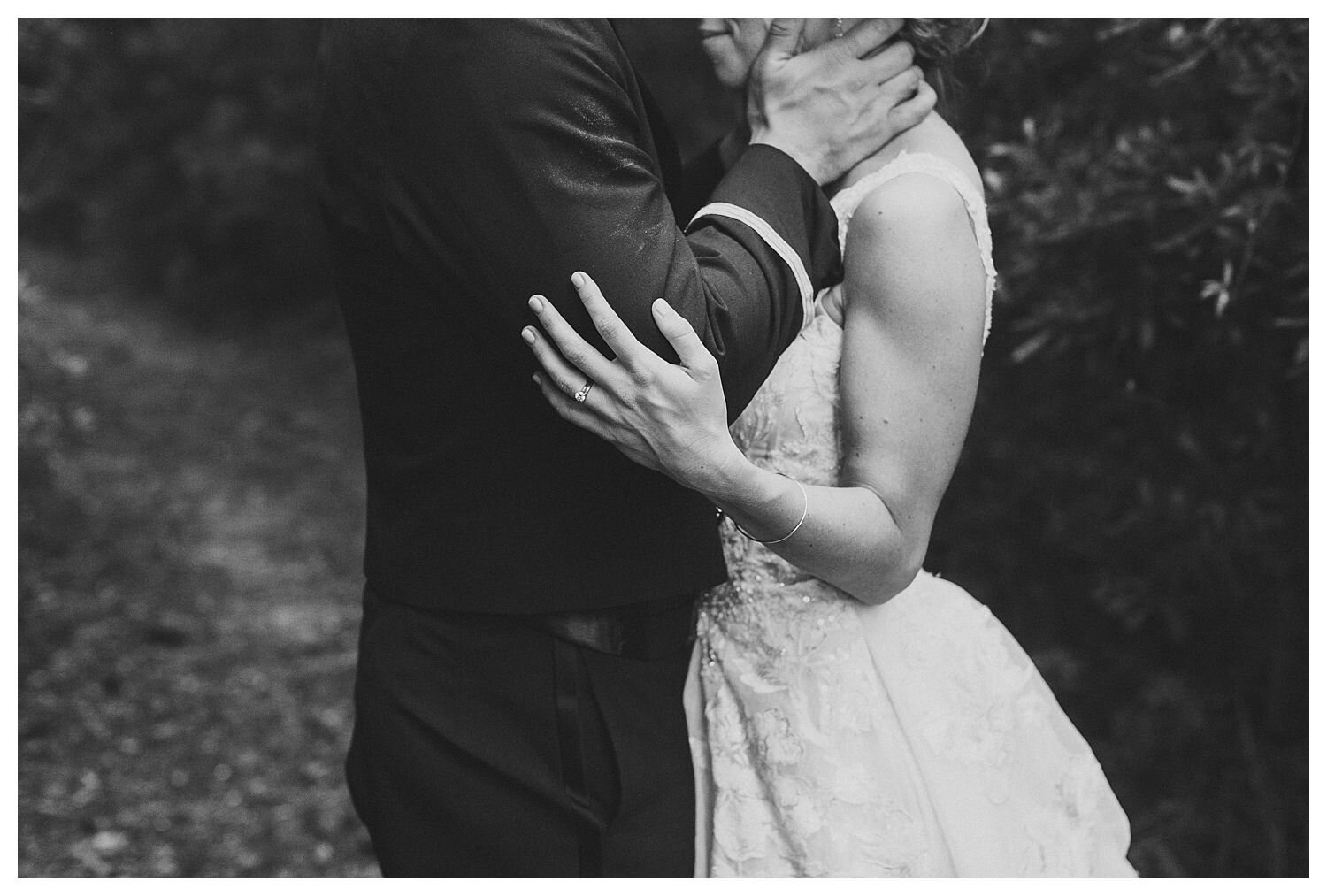 intimate detail of bride's hand