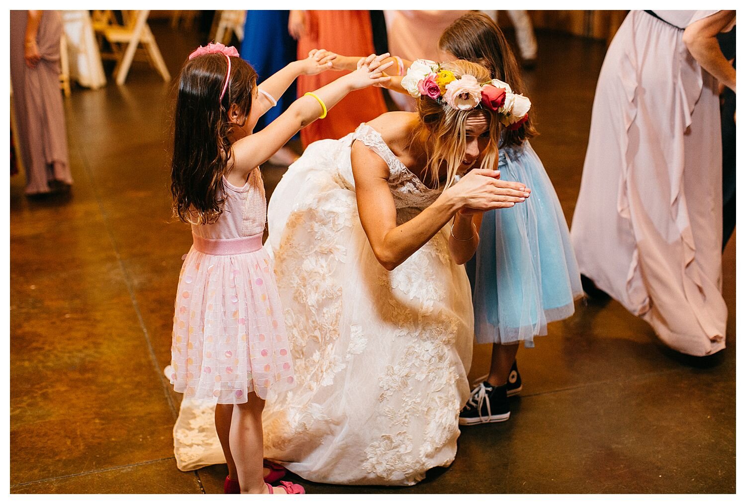 dancing with flower girl