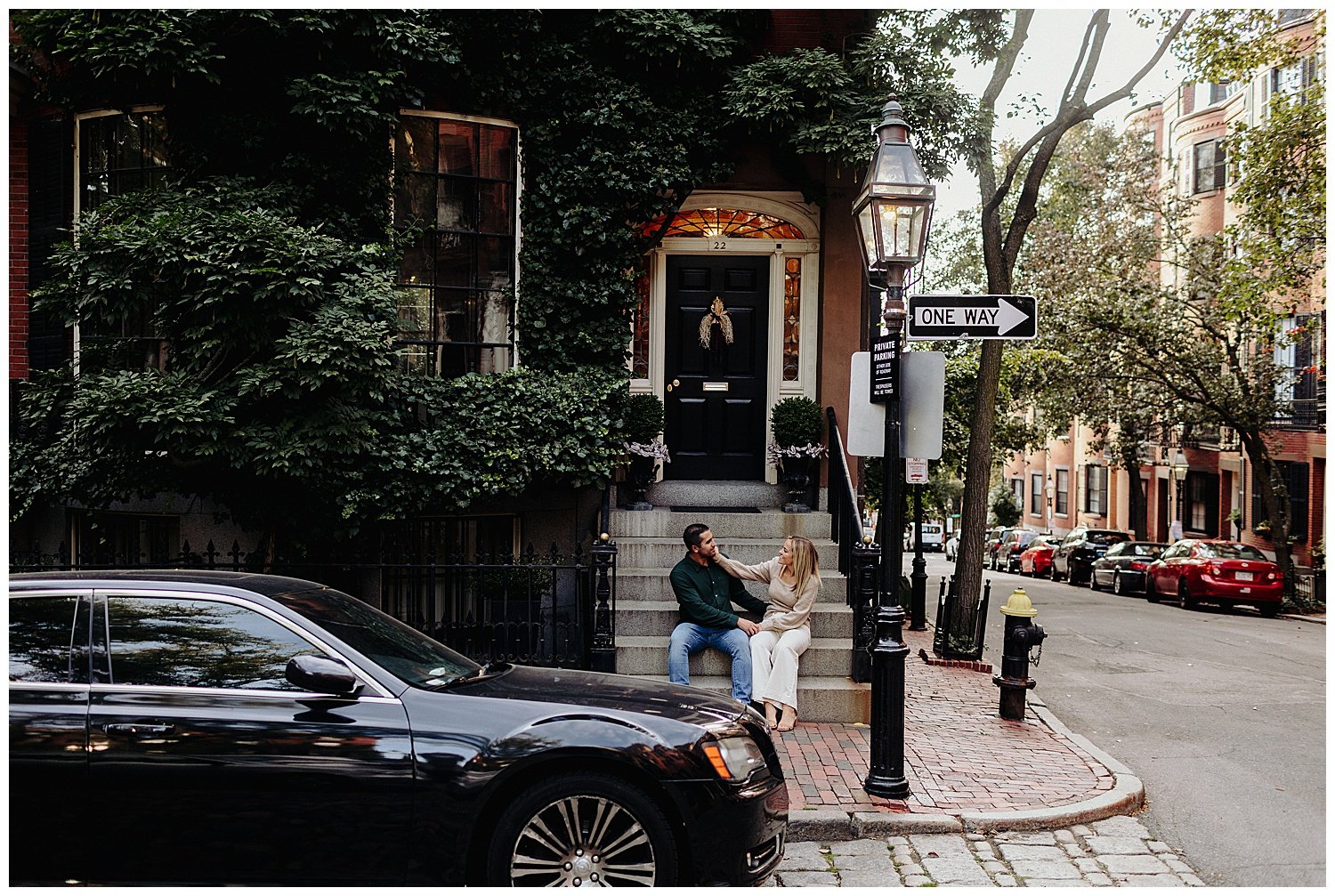 Candid engagement session in Beacon Hill Boston