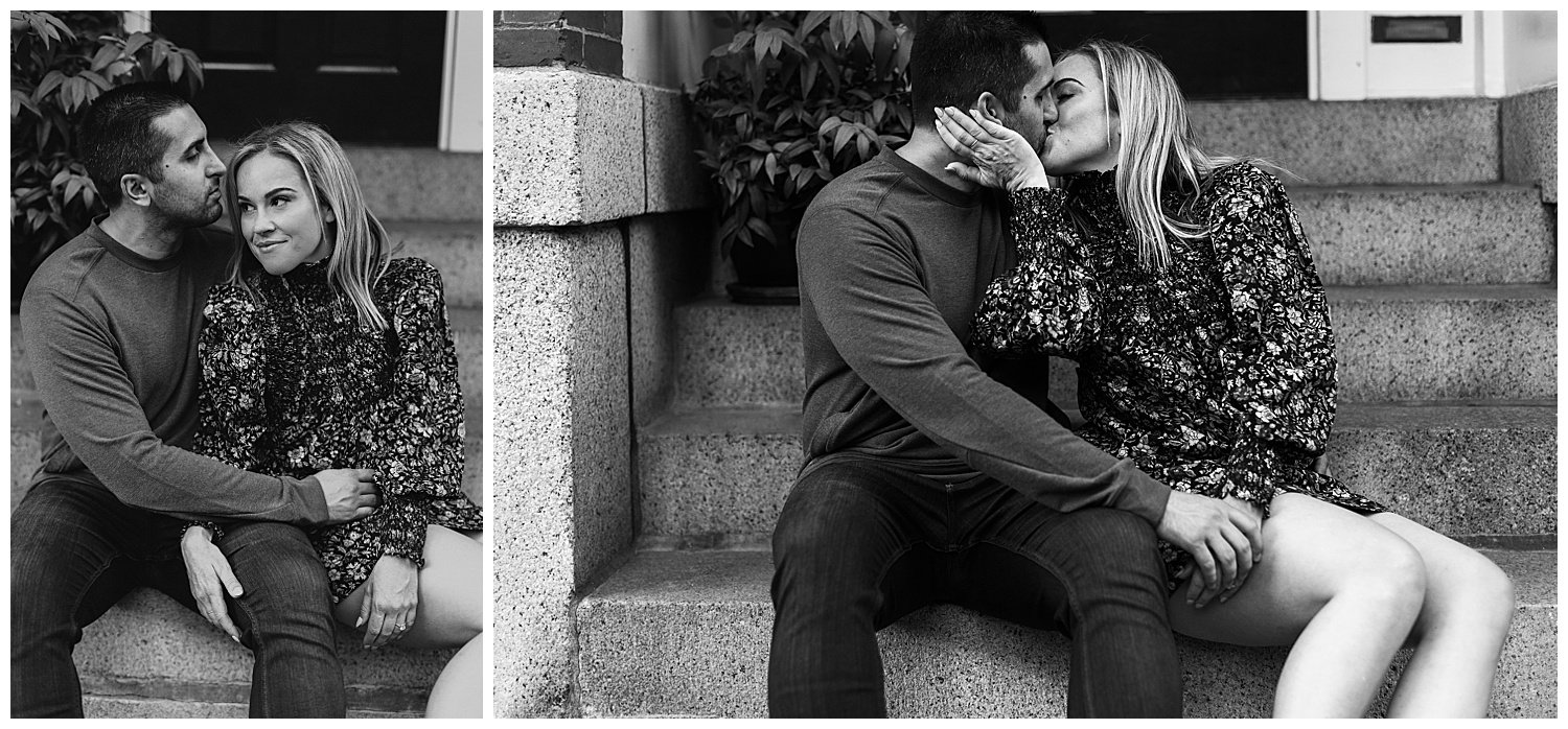 Intimate black and white engagement session in Beacon Hill