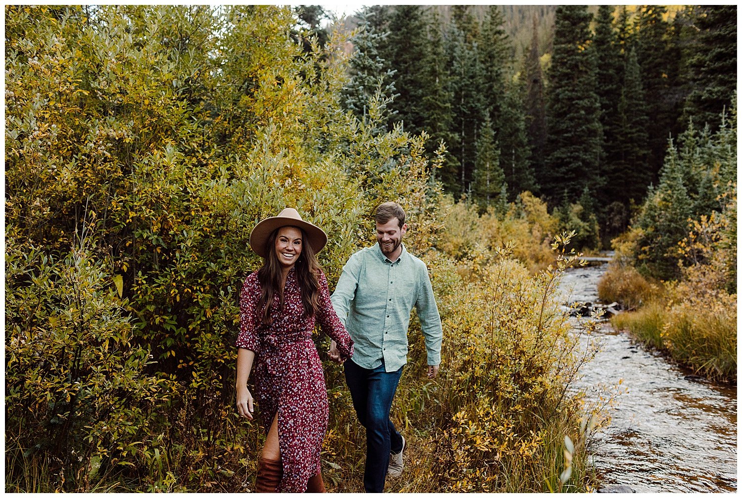 engagement session by river in colorado