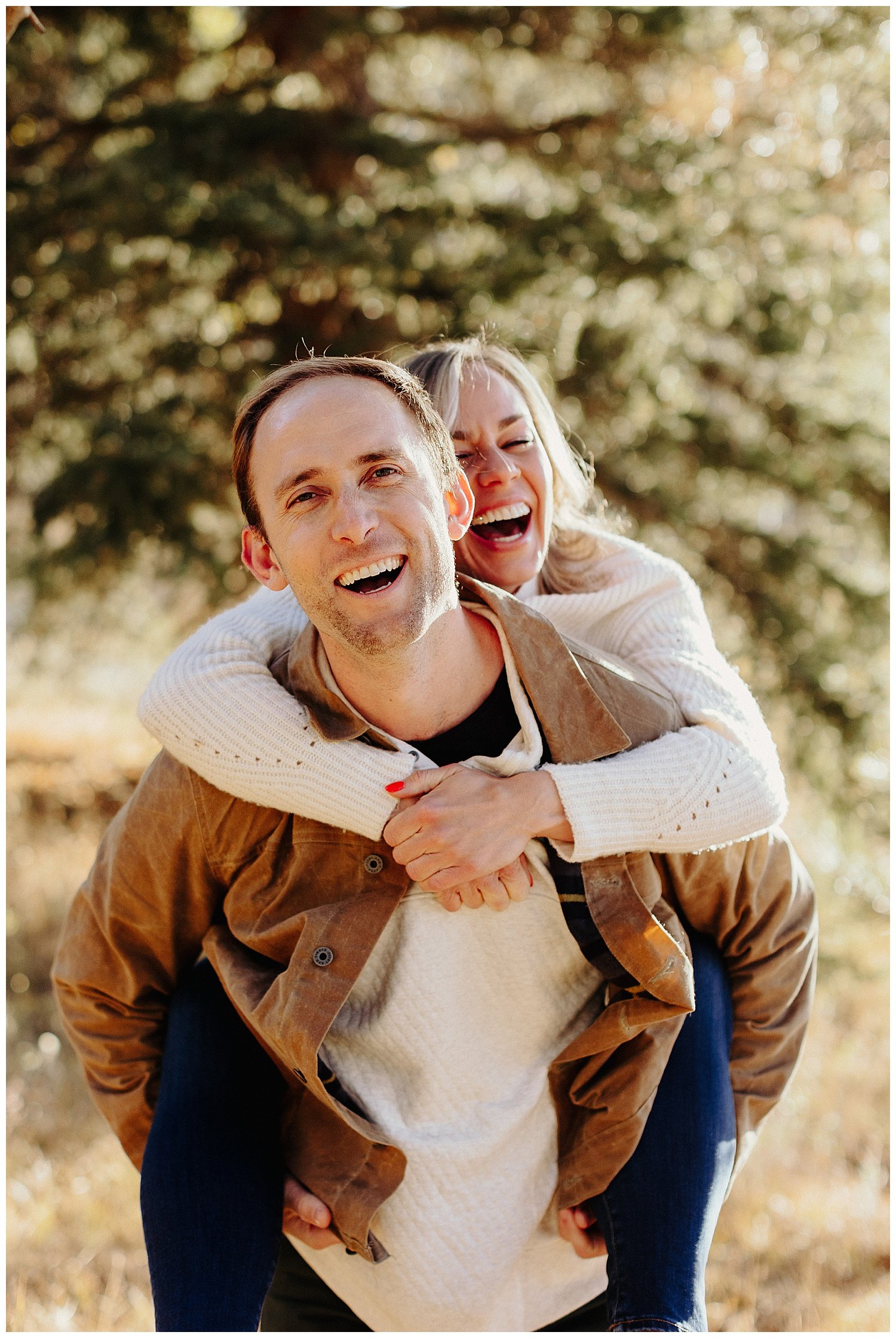 Fun engagement session in mountains of colorado