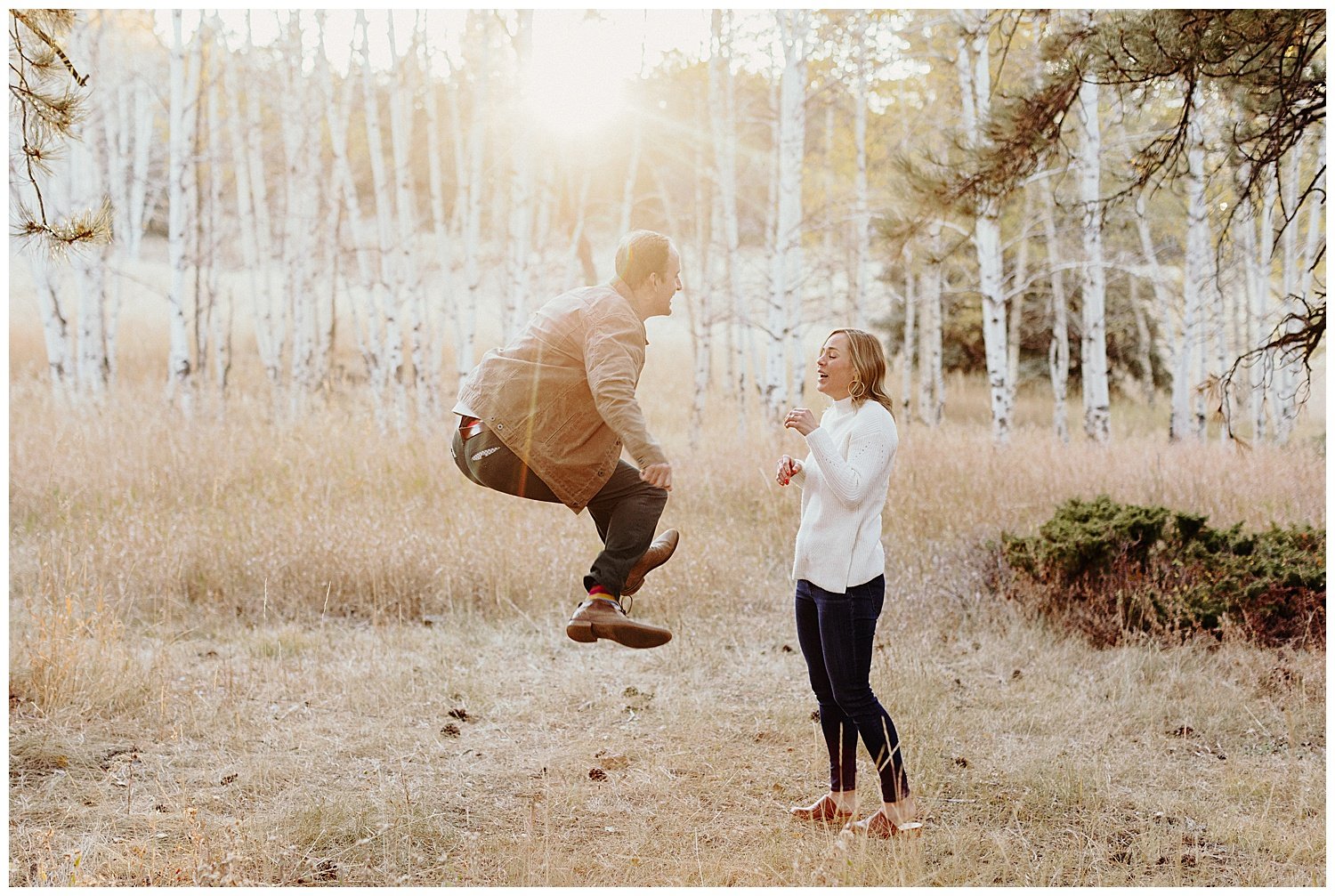 excited couple after proposal