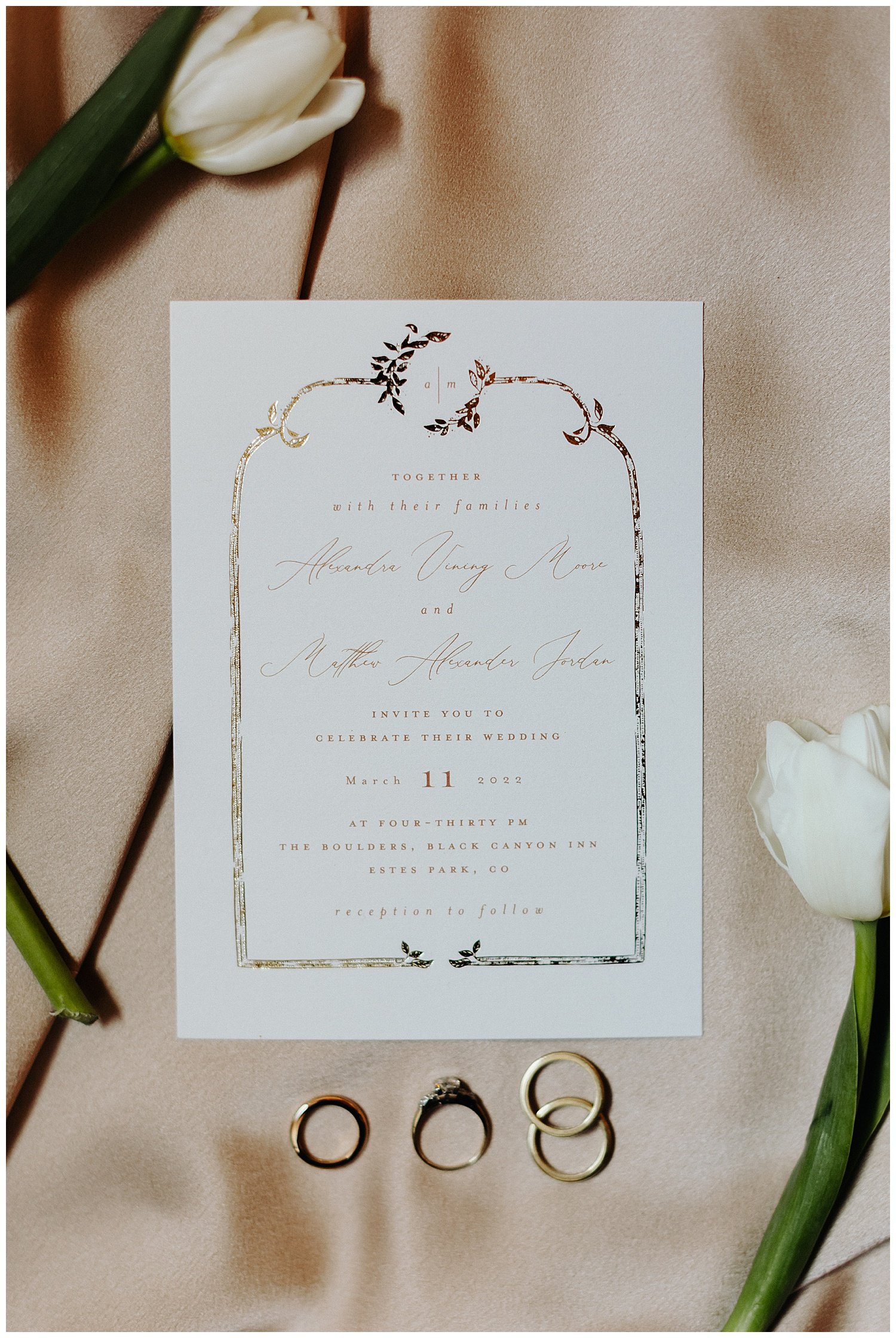 gold foil wedding invitation