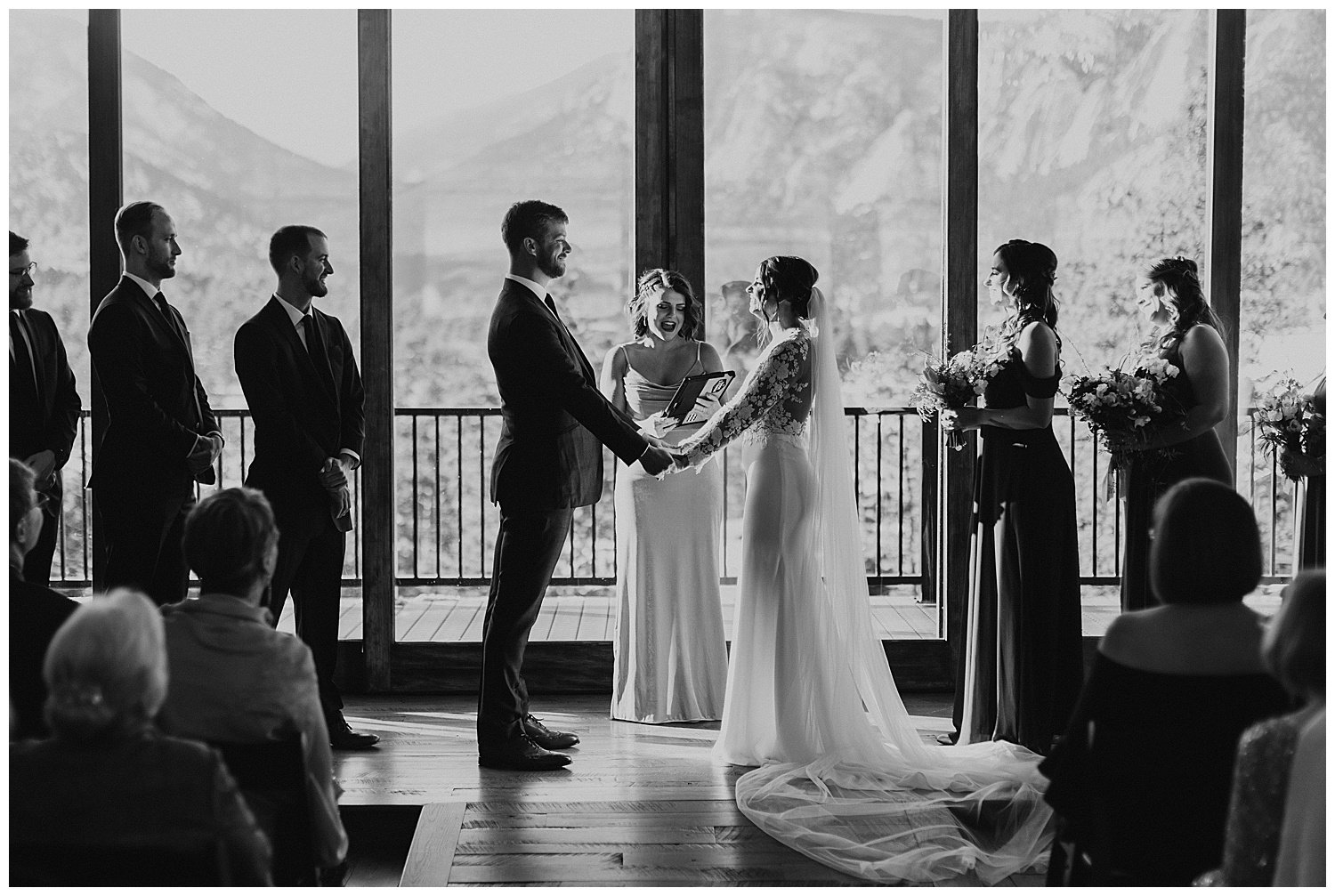 black and white wedding ceremony picture