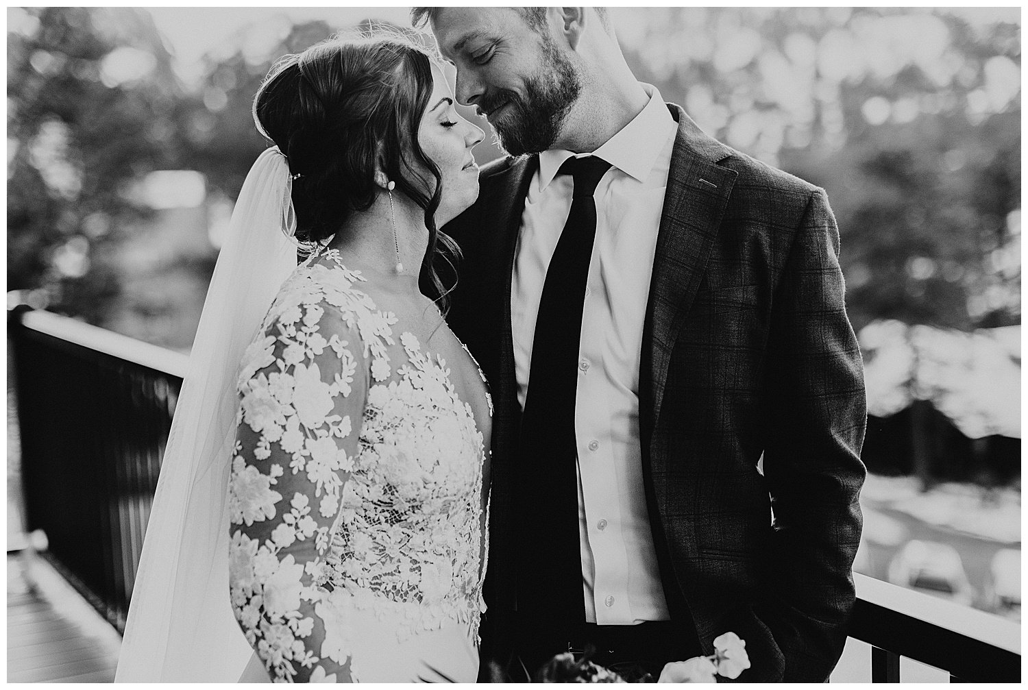 black and white wedding picture in mountains