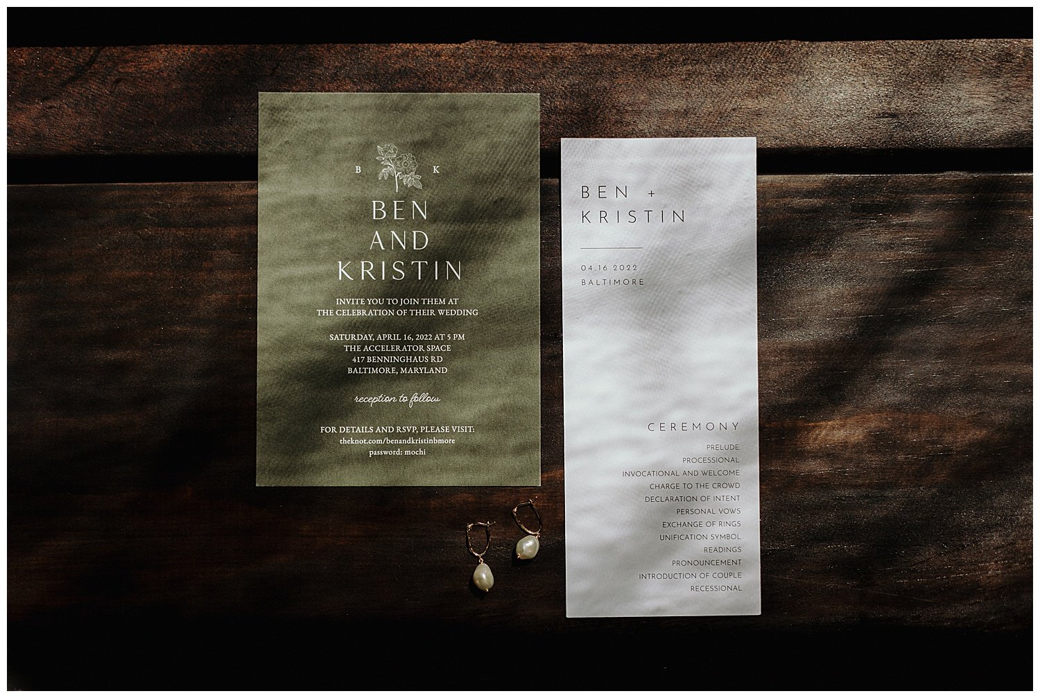 forest green wedding invitation