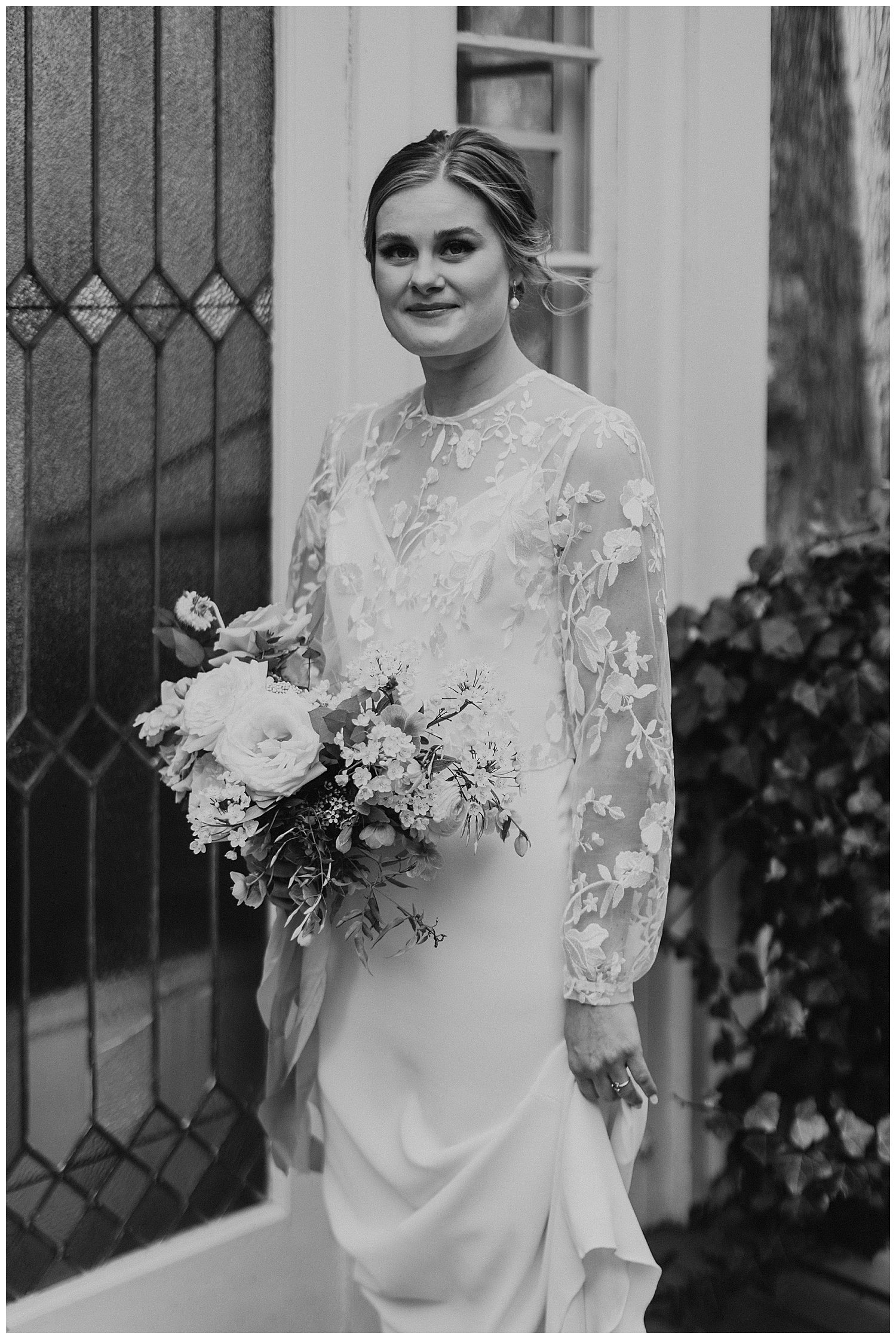 timeless black and white portrait of bride