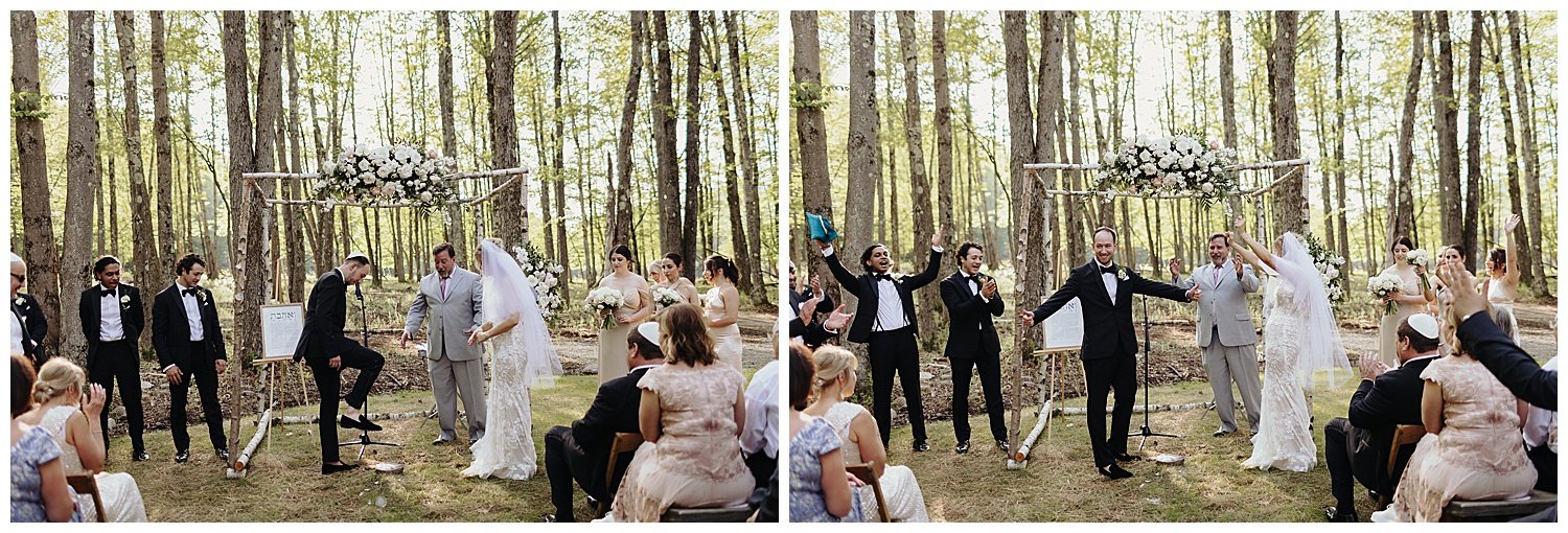 groom breaking glass during wedding ceremony