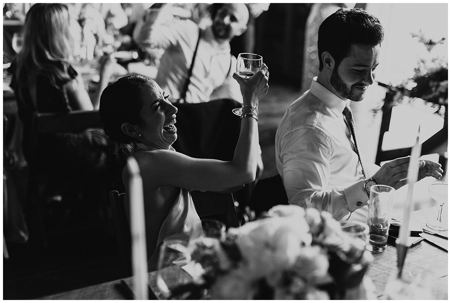 laughing during wedding speeches