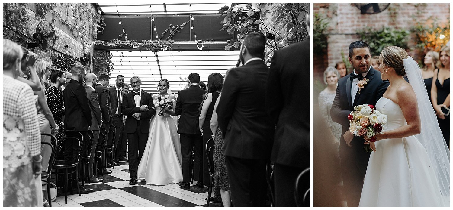 father walking bride down aisle nyc wedding