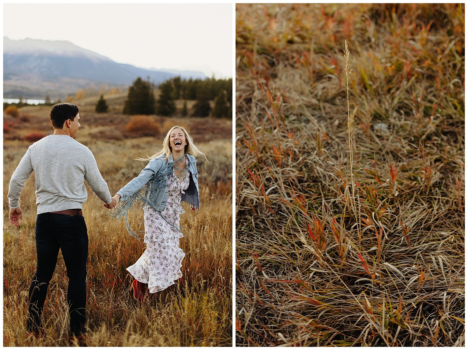 romantic and fun engagement session in mountains