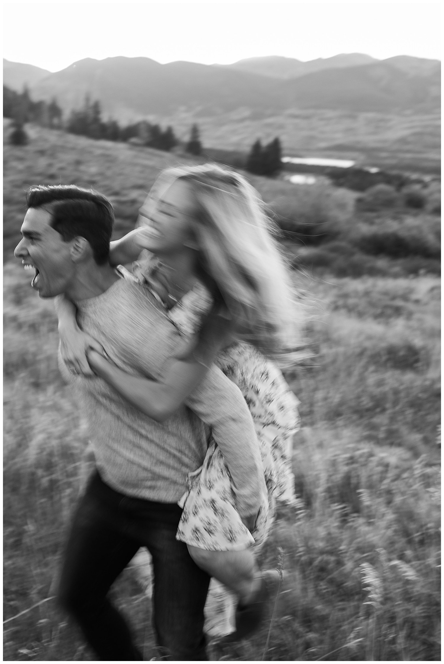 fun engagement session in colorado mountains