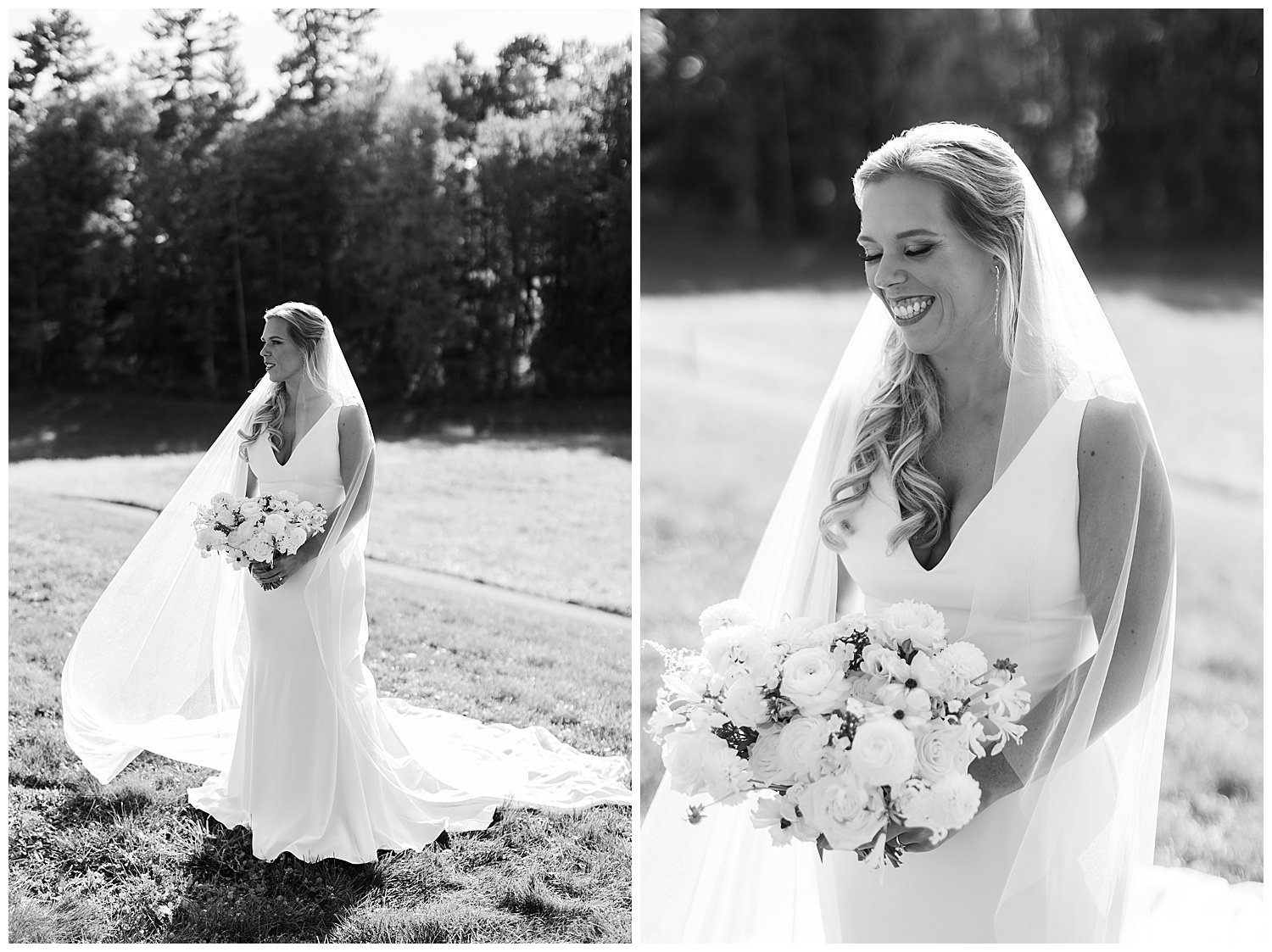 timeless black and white bridal portrait