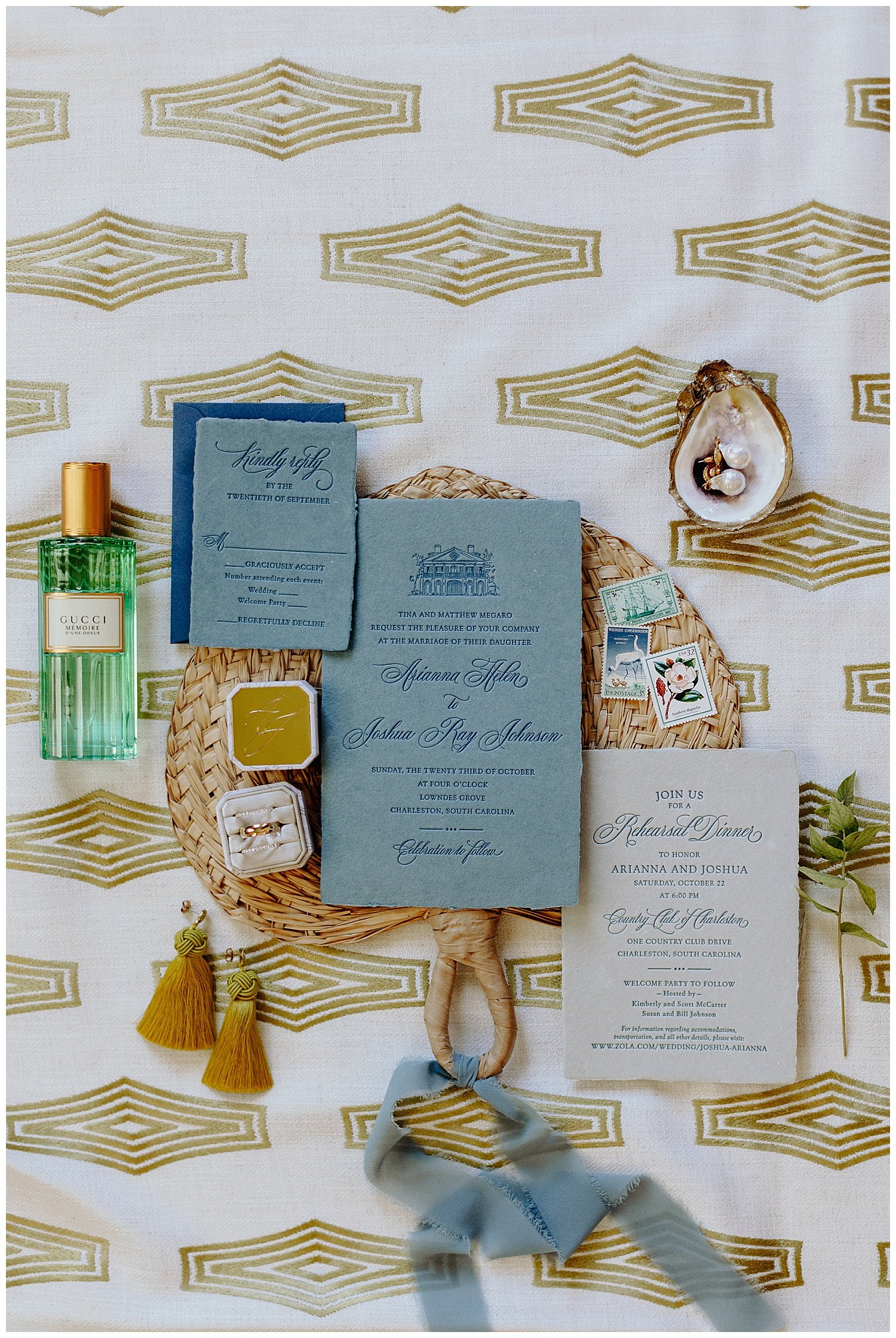 modern Charleston wedding invitation