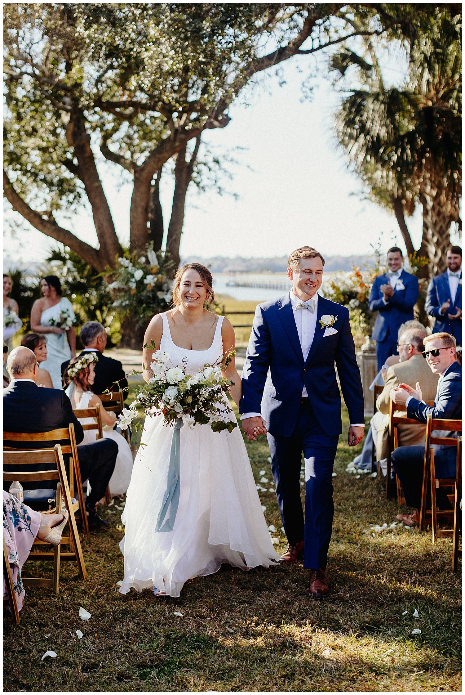 bride and groom recessional lowndes grove