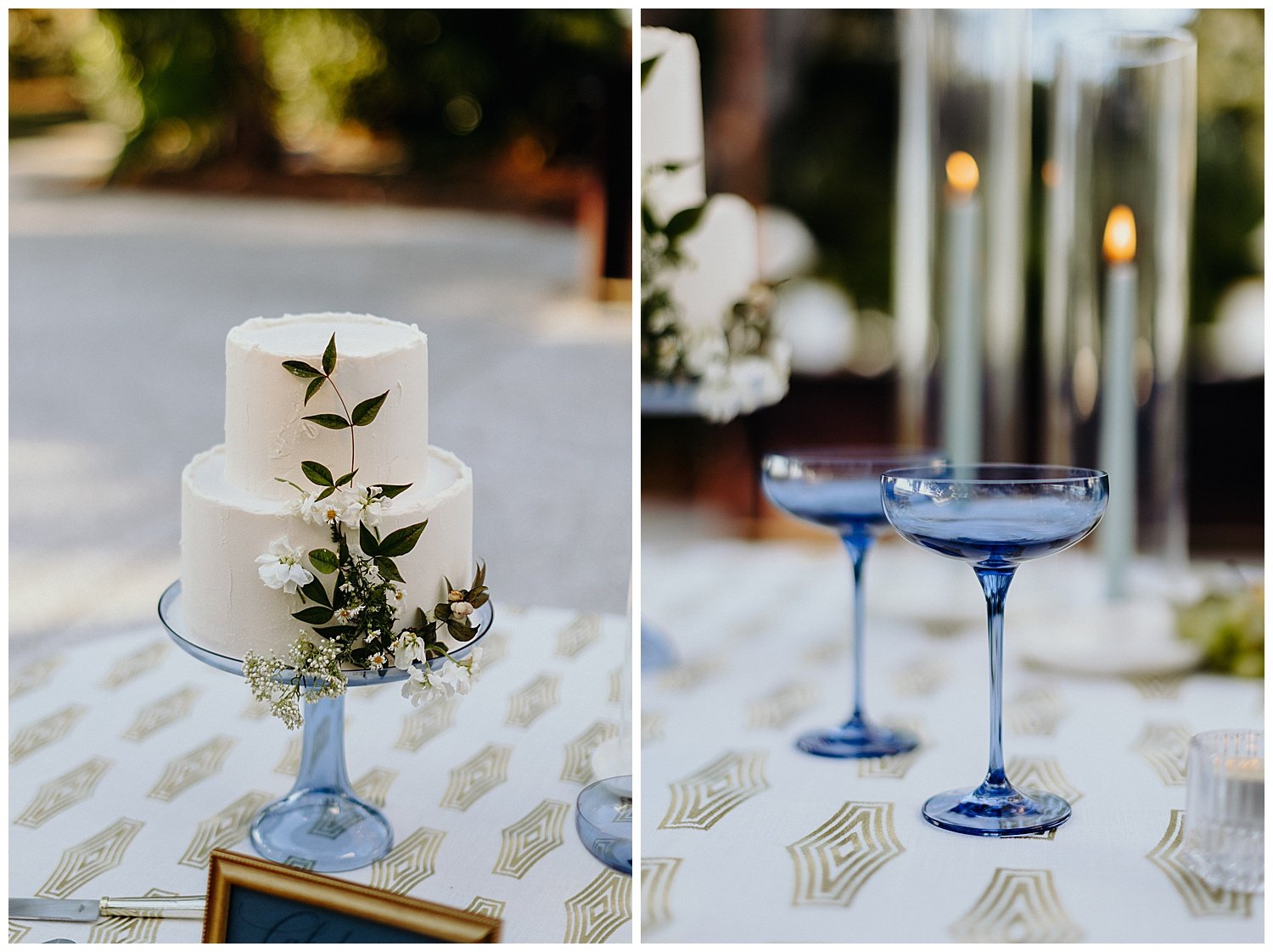 modern wedding cake blue stand