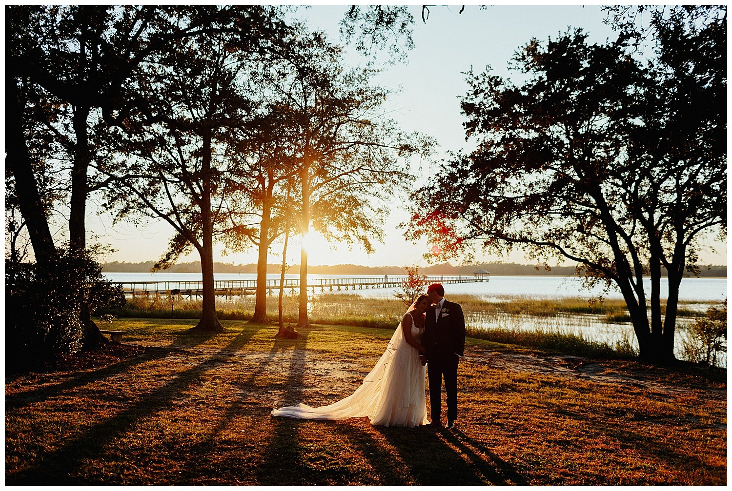 sunset portraits bride and groom charleston wedding
