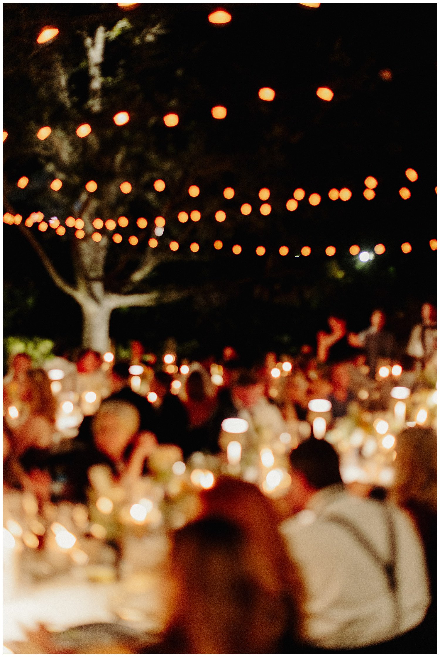 candlelit and glowing wedding reception