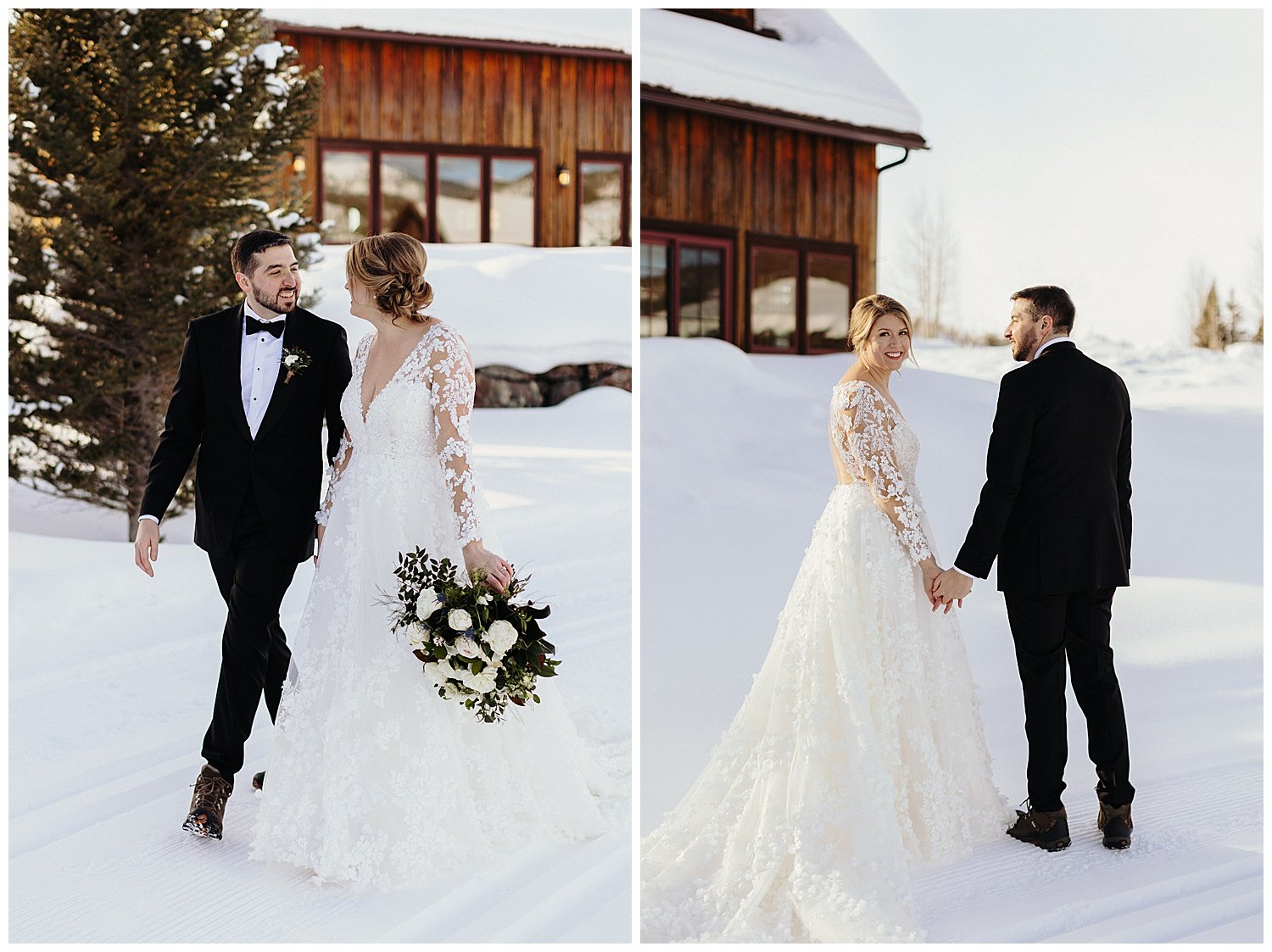 Wedding portraits in snow