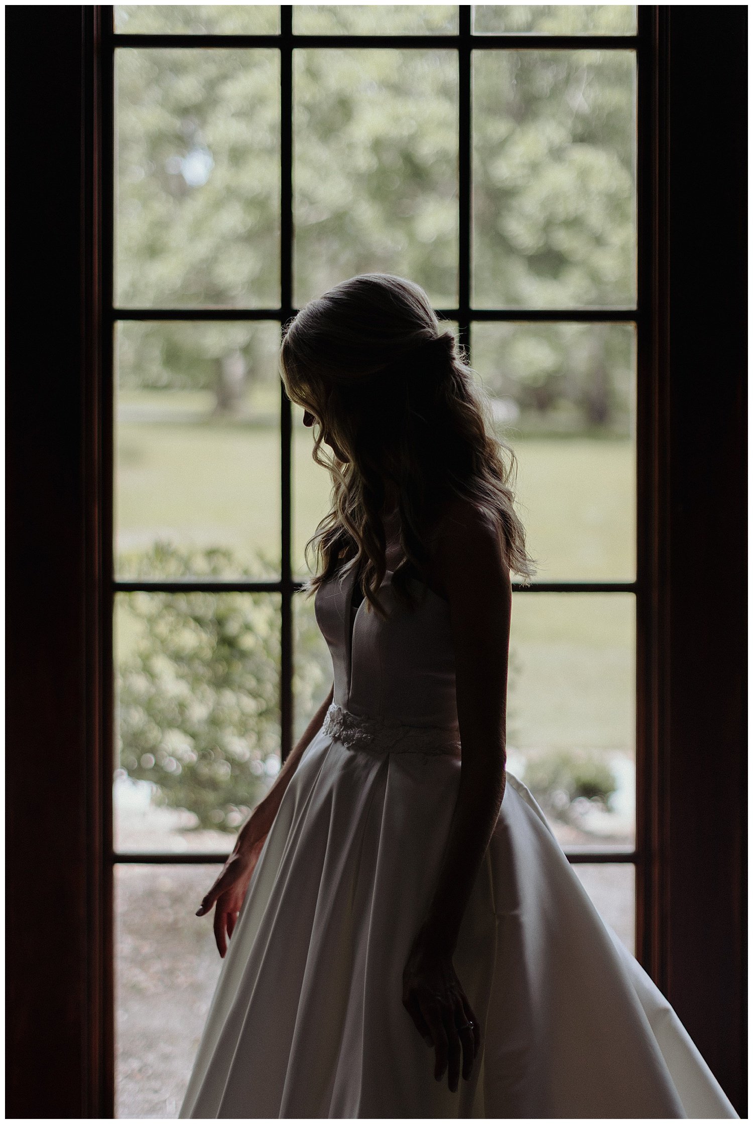 bride getting ready in church before wedding