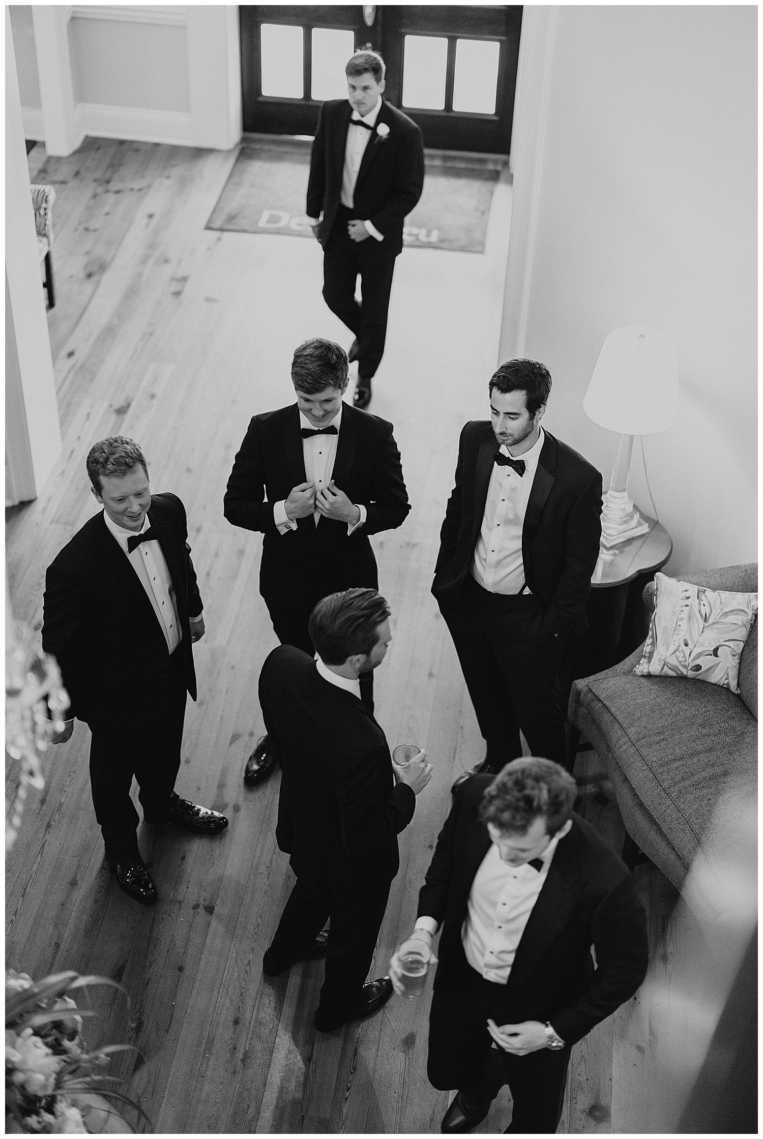 groomsmen hanging out before wedding ceremony