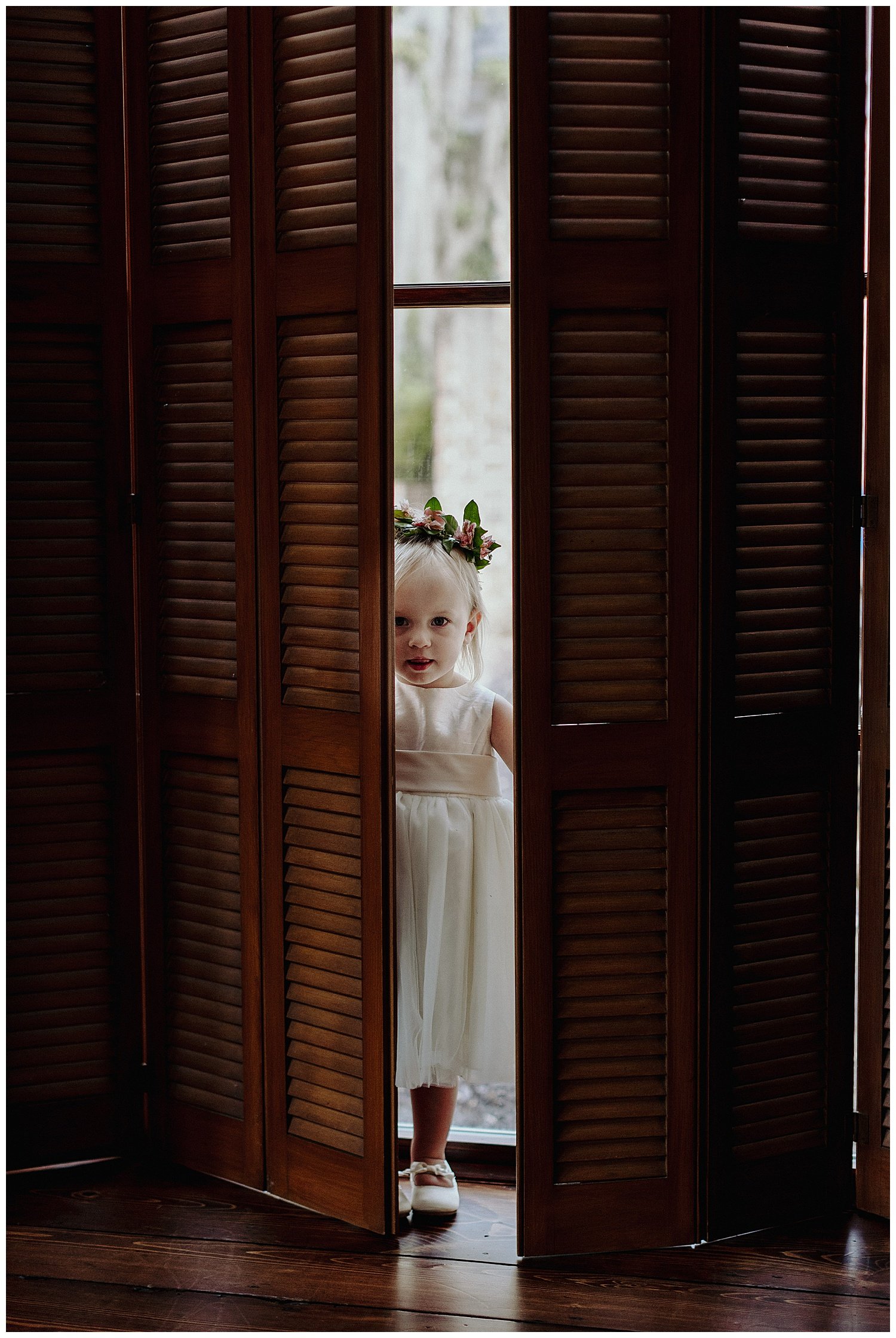 shy flower girl before wedding