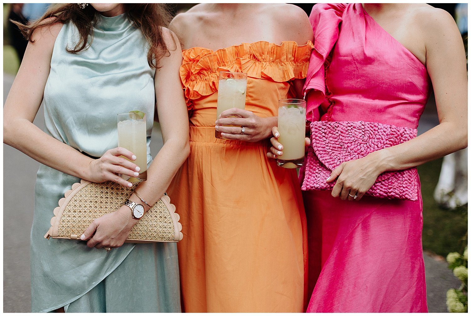 wedding guests wearing bright dresses