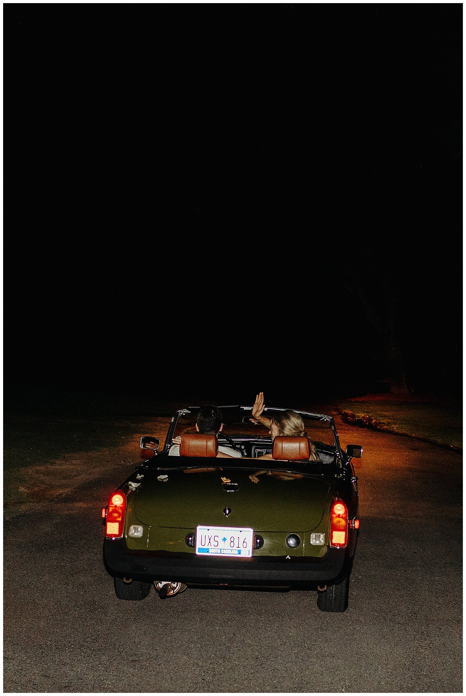 vintage car wedding day exit