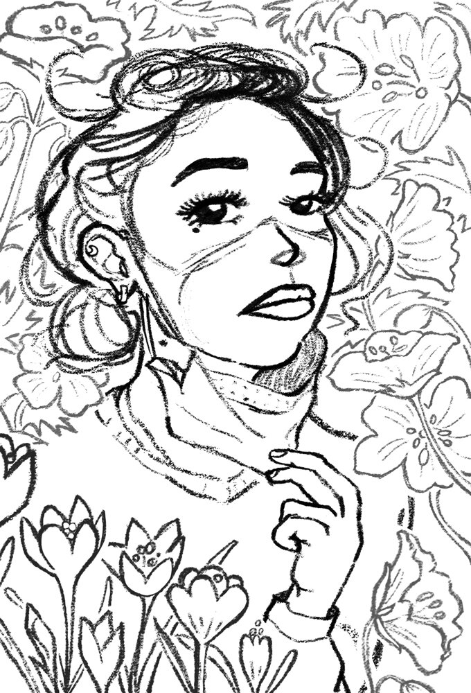 Janelle's RT Flower Portrait digital sketch
