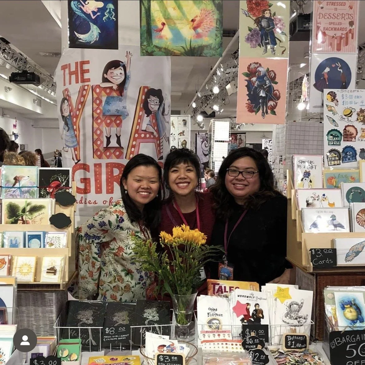  PandaErica tabling at MoCCA with The YEA Girls circa 2019 