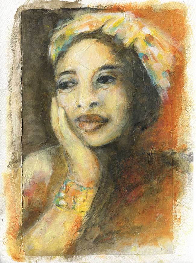 "Daydreaming in Church" 11" x 15" on watercolor paper