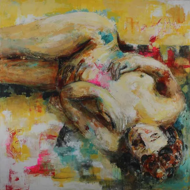 "Eliza" 36" x 36" mixed media painting on canvas