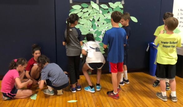 Above: Cooperative kids working together to assemble the Kindness Tree.