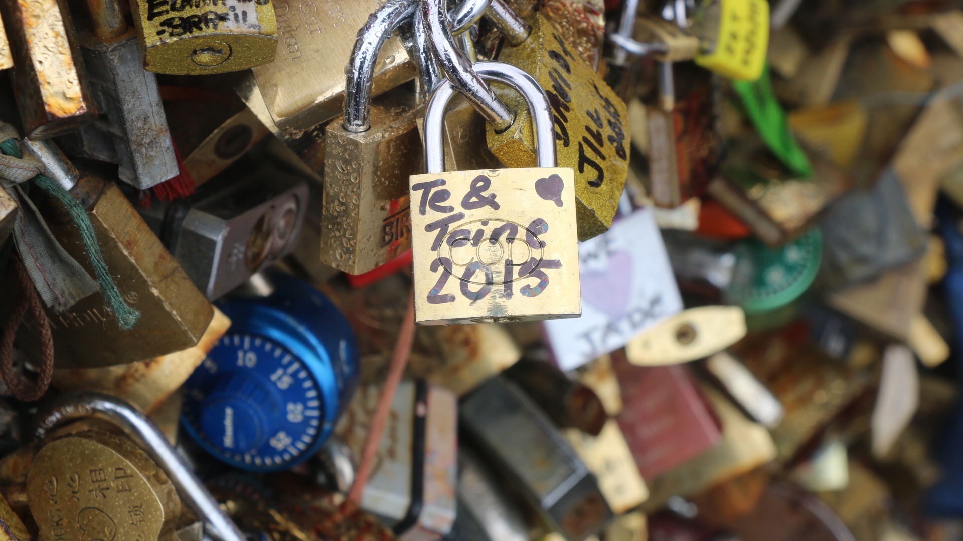 Té & Toine's lock on Pont Du Arts bridge in Paris.