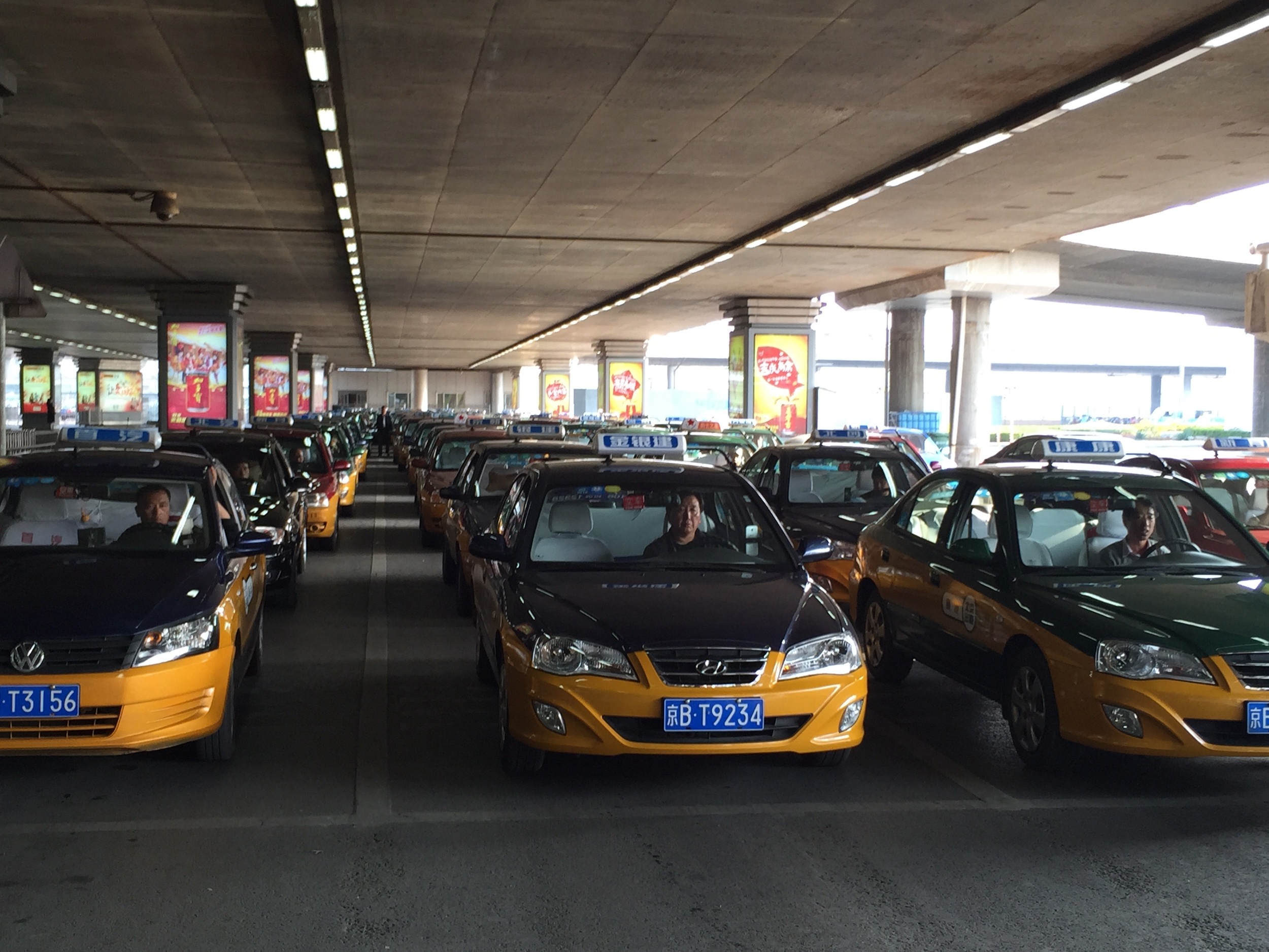 Taxi's lined up at Beijing Airport