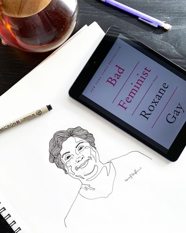 Roxane Gay #inspiringladiesseries day 200 of #365daysofart year 3. (Shoutout to @audible for helping this dyslexic artist read more books than I ever ever thought I could.)