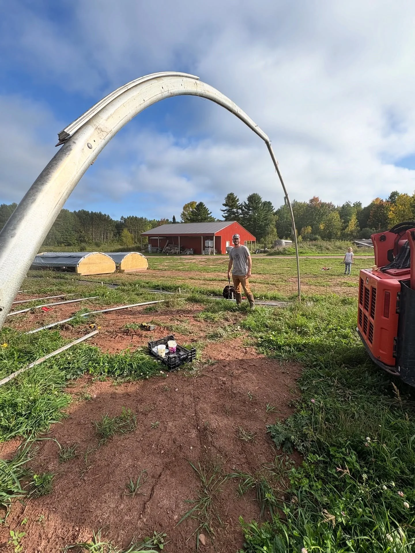 Happy fall equinox! We made some awesome progress on the hoop house today and got 2/3&rsquo;s of the hoops up. It&rsquo;s a wonderful site to see. What made it extra special was G serenading us as she begins to learn the clarinet. Tomorrow we&rsquo;r