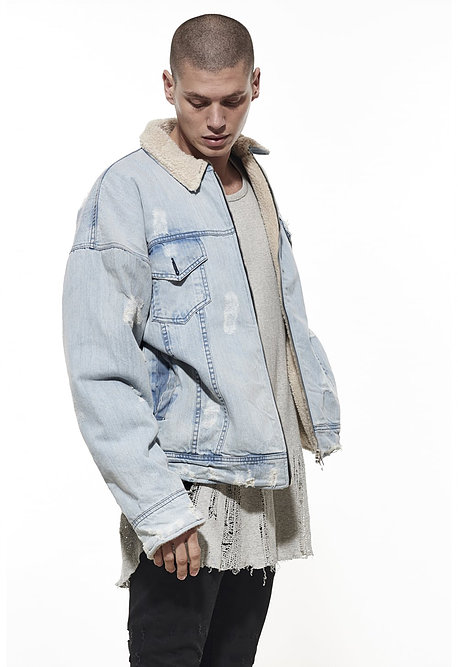 Sherpa Lined Denim Trucker Jacket - $135.00