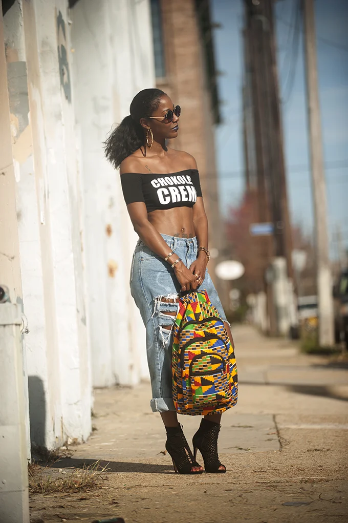 African Print Book Bag