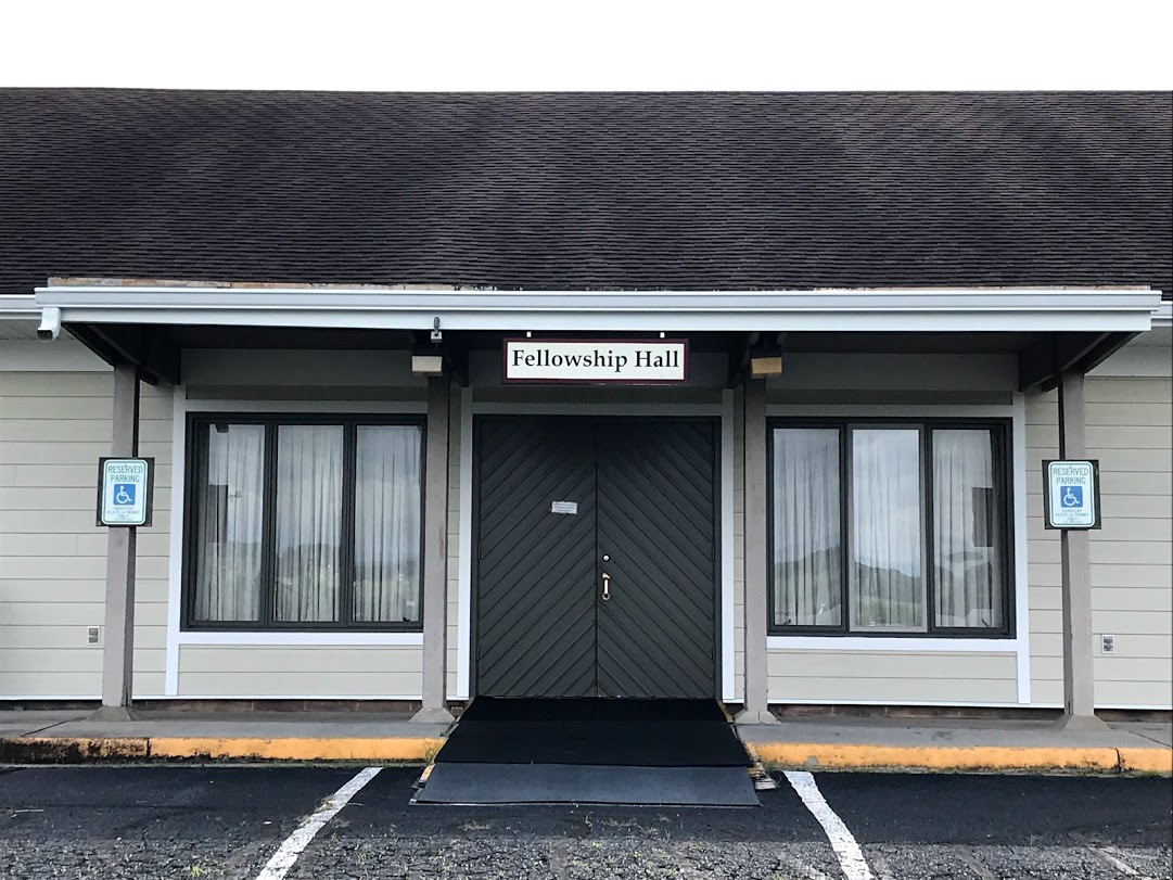 west entrance - this leads directly into our fellowship hall and is usually only open when events are in the fellowship hall.