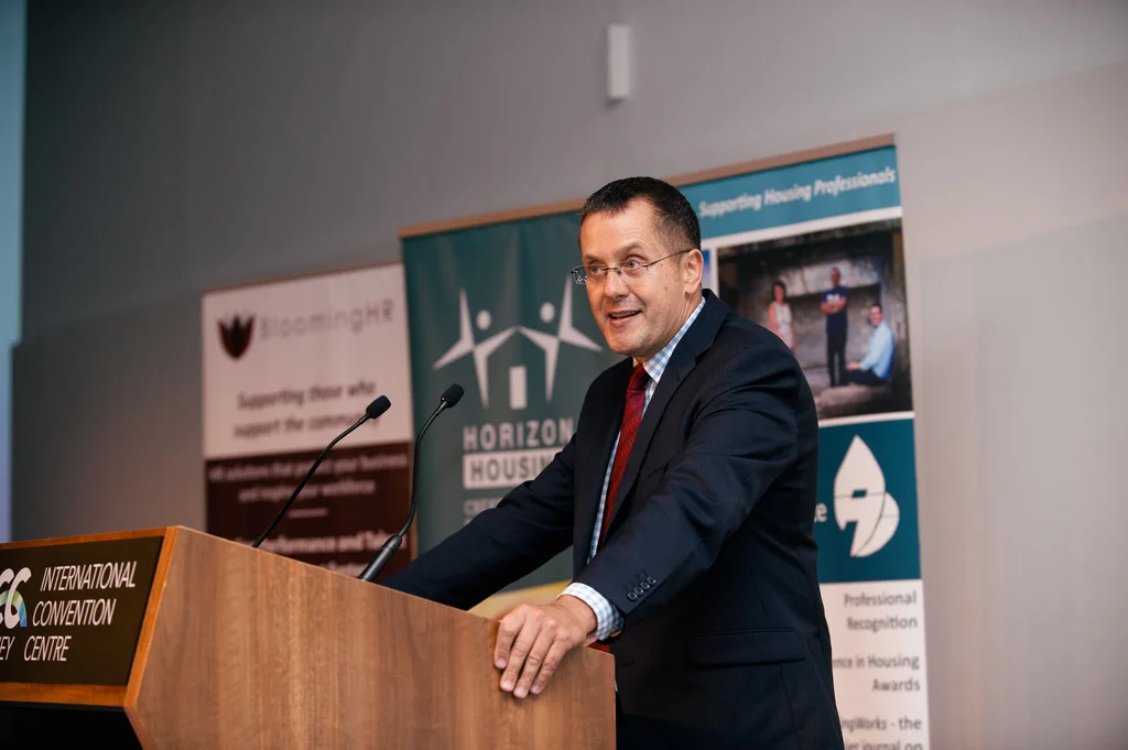 Tony's role as MC at housing conferences continued with the largest event to date - 250 people attended the AHI's national awards for Excellence in Social Housing, Sydney. Housing Action Network sponsored the main award