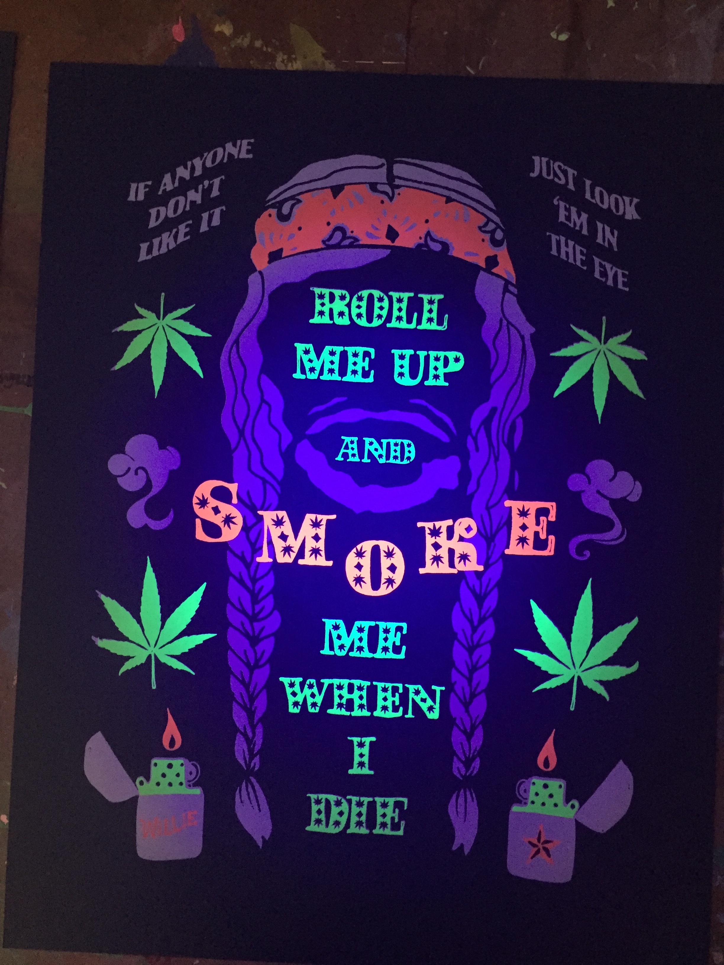 Willie Nelson Blacklight Print