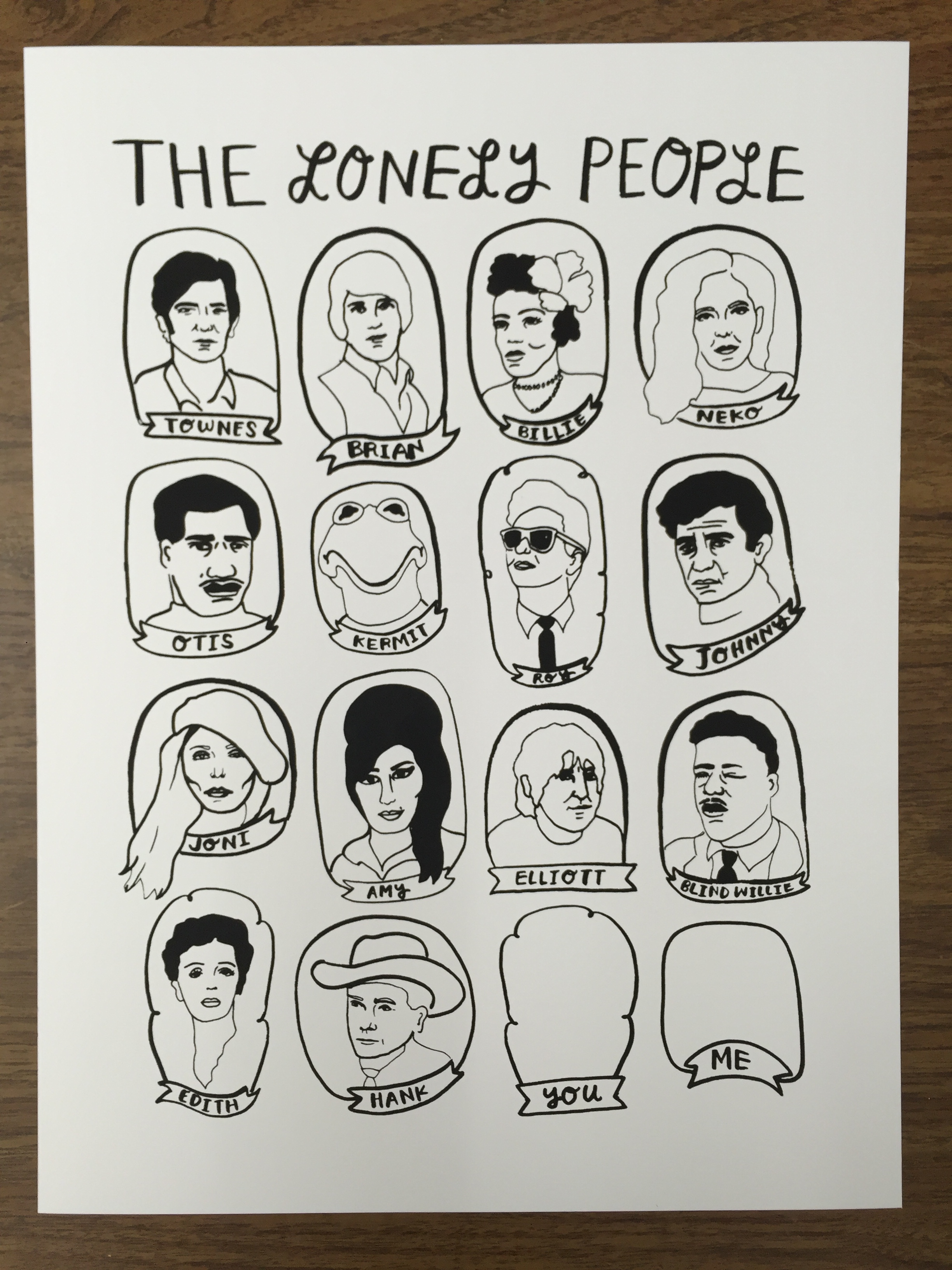 The Lonely People Fill-In-The-Blank Screen Print