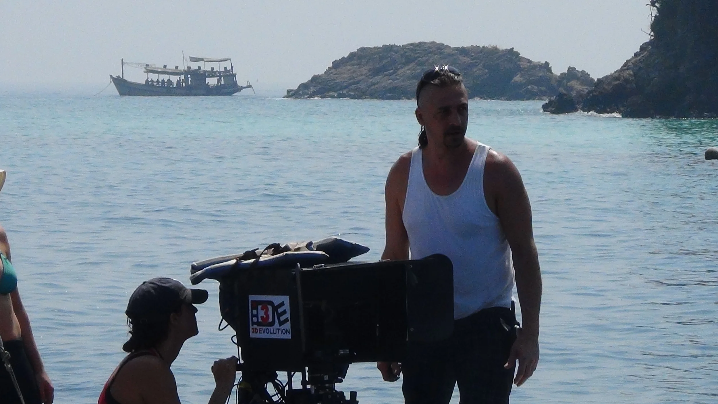 3DE co-founder, Kit Mallet on set in Thailand with 3D Evolution