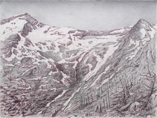 Mountaineer: Mission Mountain Wilderness. Graphite and color pencil. 18"x24". 2014