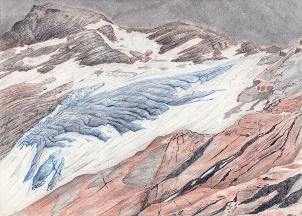 Jackson: Glacier National Park. Graphite and color pencil. 9"x12". 2015.